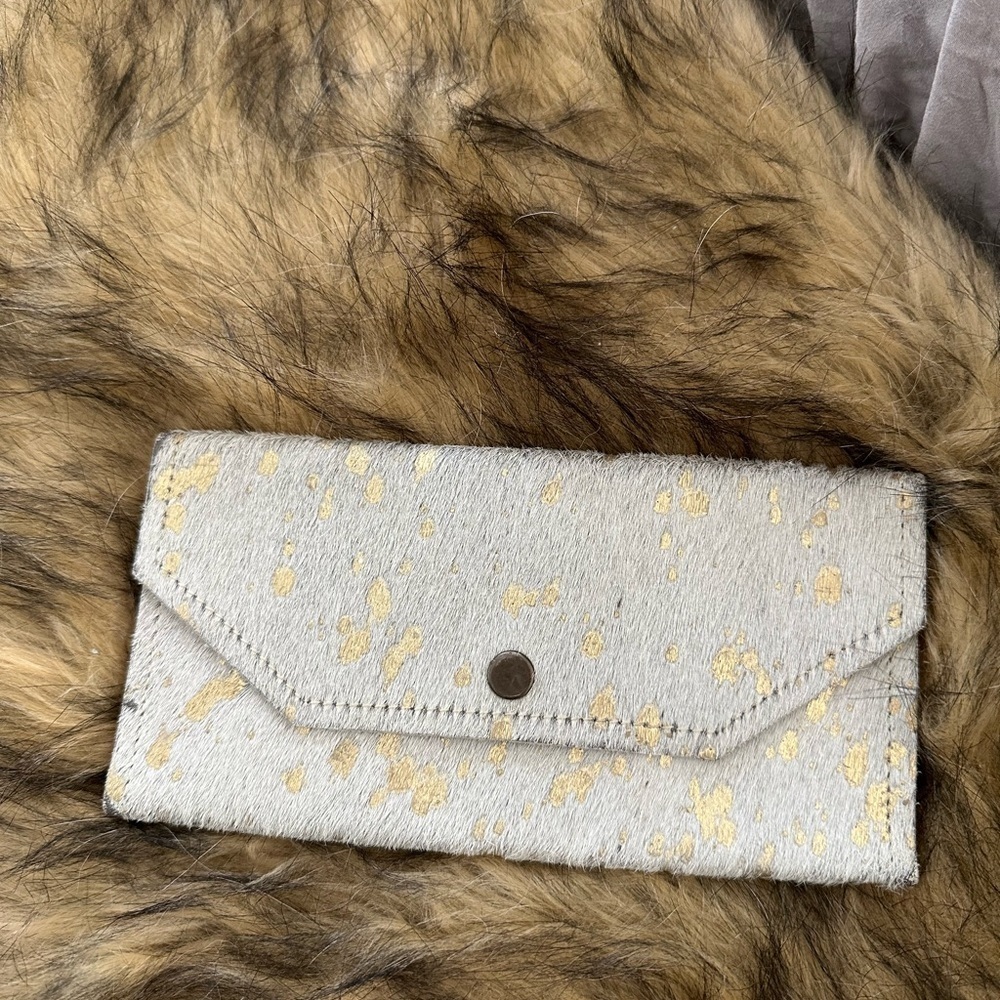Cow print Gold and Cream Women's Clutch - Picture 1 of 4